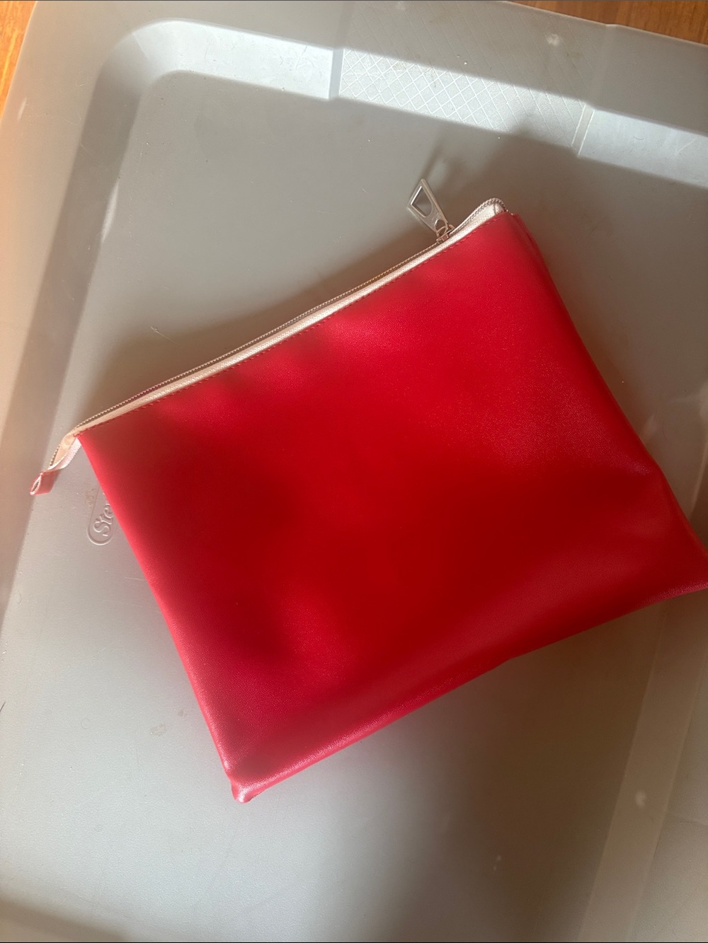 Red Zip Pouch Clutch